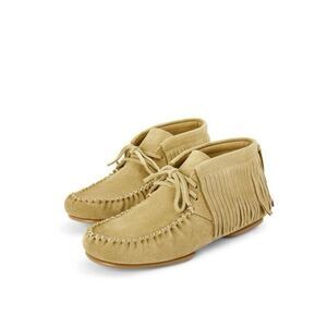 LOEWE x PAULA'S IBIZA SUEDE CALFSKIN FRINGED HIGH TOP LOAFER - GOLD